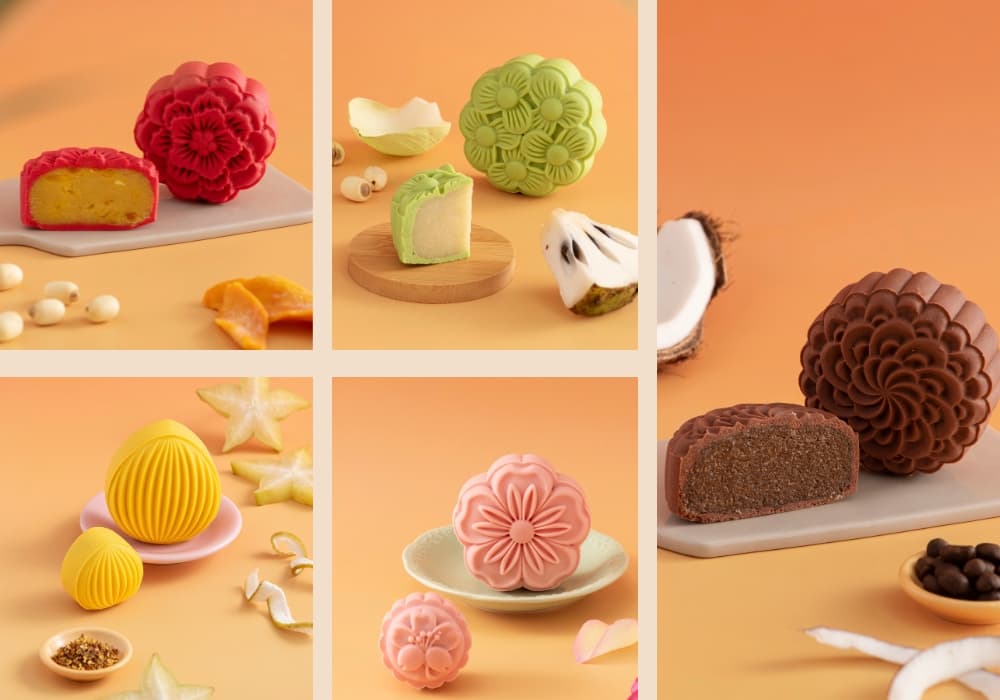 5 bánh Trung thu nhân ngọt từ mãng cầu, sữa dừa, xoài dẻo, vải hồng, khế bưởi